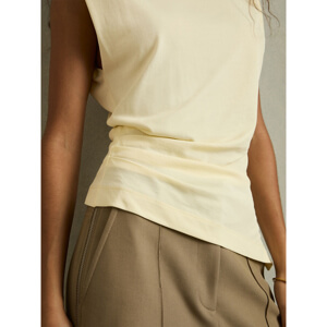 REISS SADIE Shoulder Pad Ruched Jersey Top